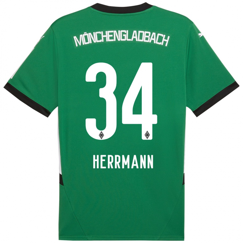 Mujer Camiseta Charles Herrmann #34 Verde Blanco 2ª Equipación 2024/25 La Camisa Chile