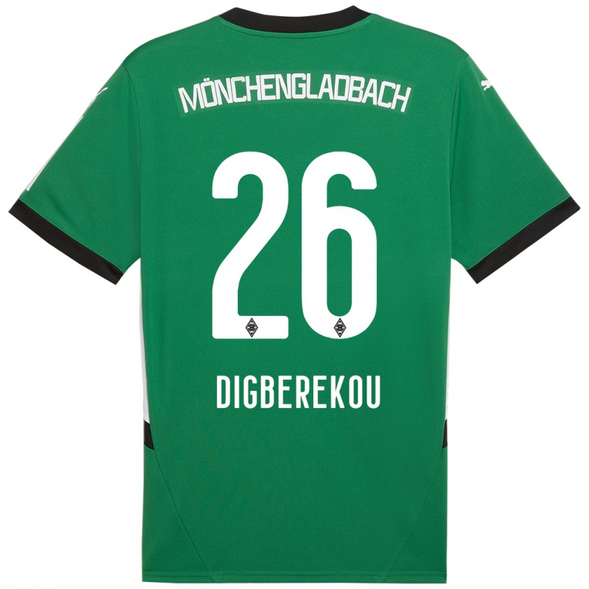 Mujer Camiseta Ibrahim Digberekou #26 Verde Blanco 2ª Equipación 2024/25 La Camisa Chile