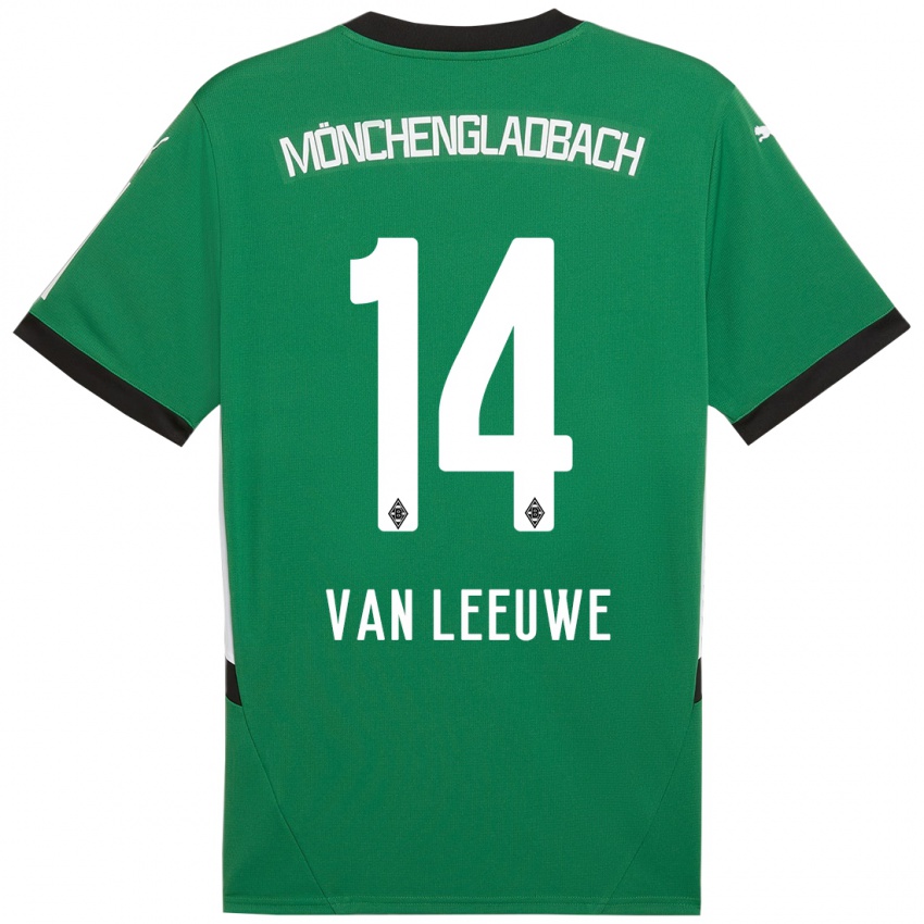 Mujer Camiseta Kyra Van Leeuwe #14 Verde Blanco 2ª Equipación 2024/25 La Camisa Chile