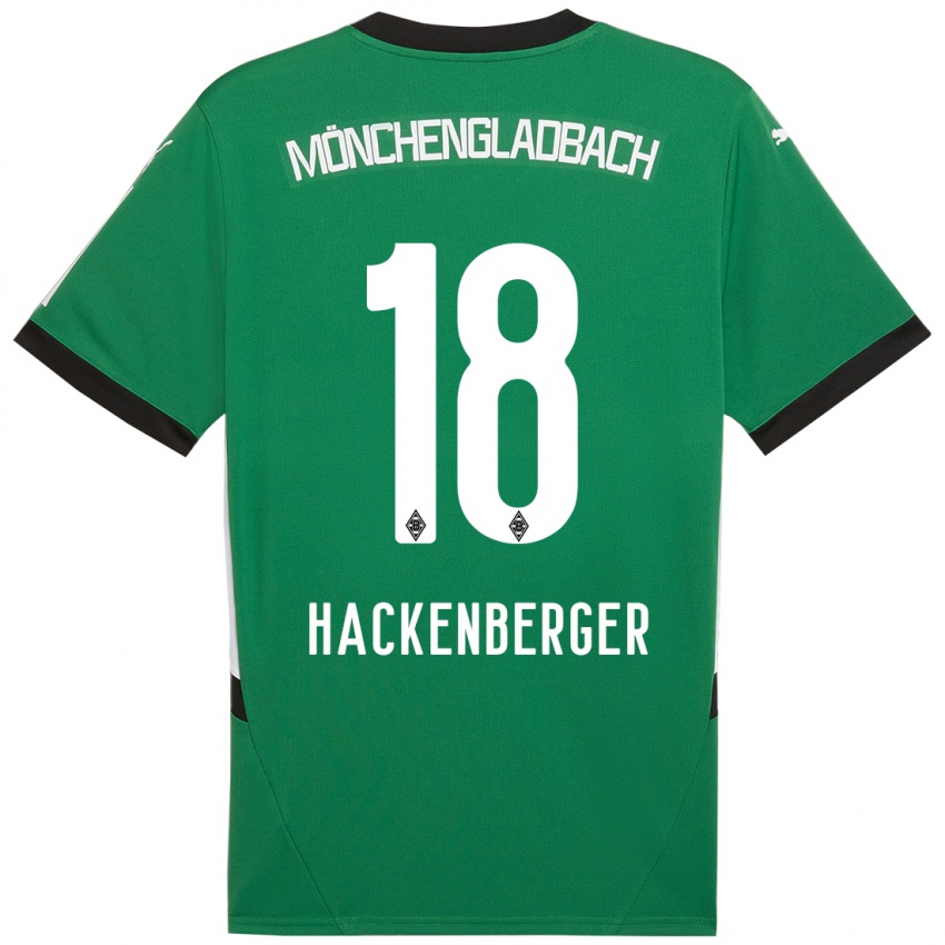 Mujer Camiseta Jessica Hackenberger #18 Verde Blanco 2ª Equipación 2024/25 La Camisa Chile