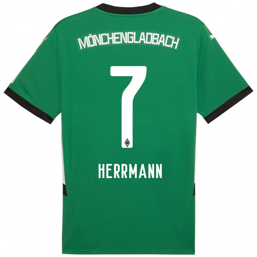 Mujer Camiseta Patrick Herrmann #7 Verde Blanco 2ª Equipación 2024/25 La Camisa Chile