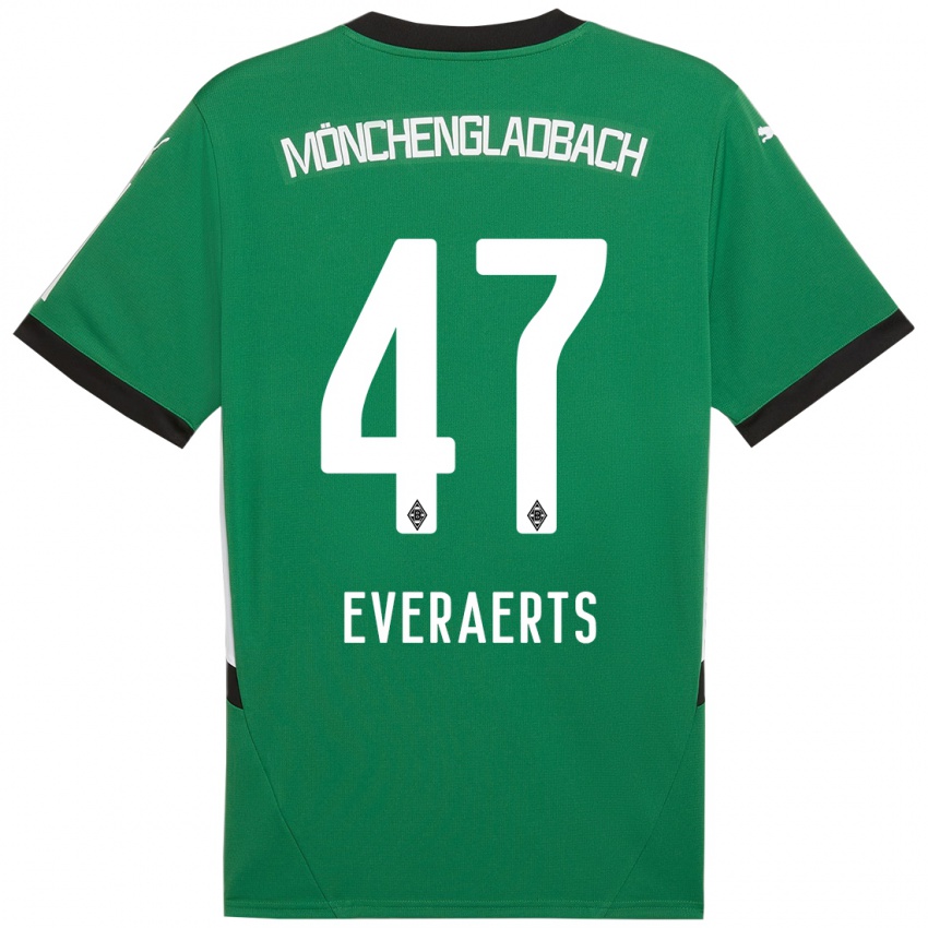 Mujer Camiseta Kim Everaerts #47 Verde Blanco 2ª Equipación 2024/25 La Camisa Chile