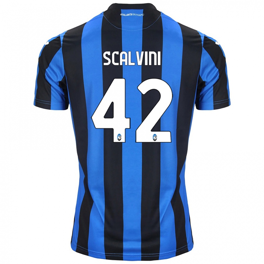 Niño Camiseta Giorgio Scalvini #42 Azul Negro 1ª Equipación 2024/25 La Camisa Chile