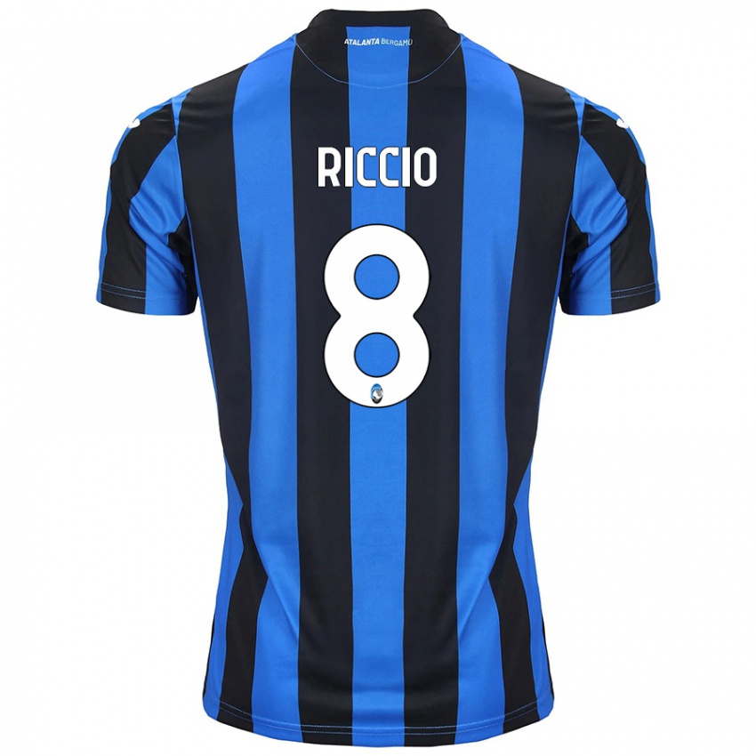 Niño Camiseta Lorenzo Riccio #8 Azul Negro 1ª Equipación 2024/25 La Camisa Chile