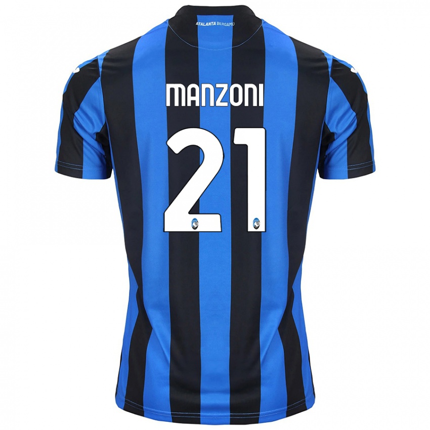 Niño Camiseta Alberto Manzoni #21 Azul Negro 1ª Equipación 2024/25 La Camisa Chile