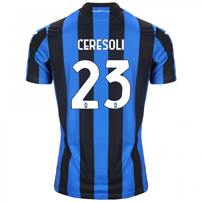 Niño Camiseta Andrea Ceresoli #23 Azul Negro 1ª Equipación 2024/25 La Camisa Chile