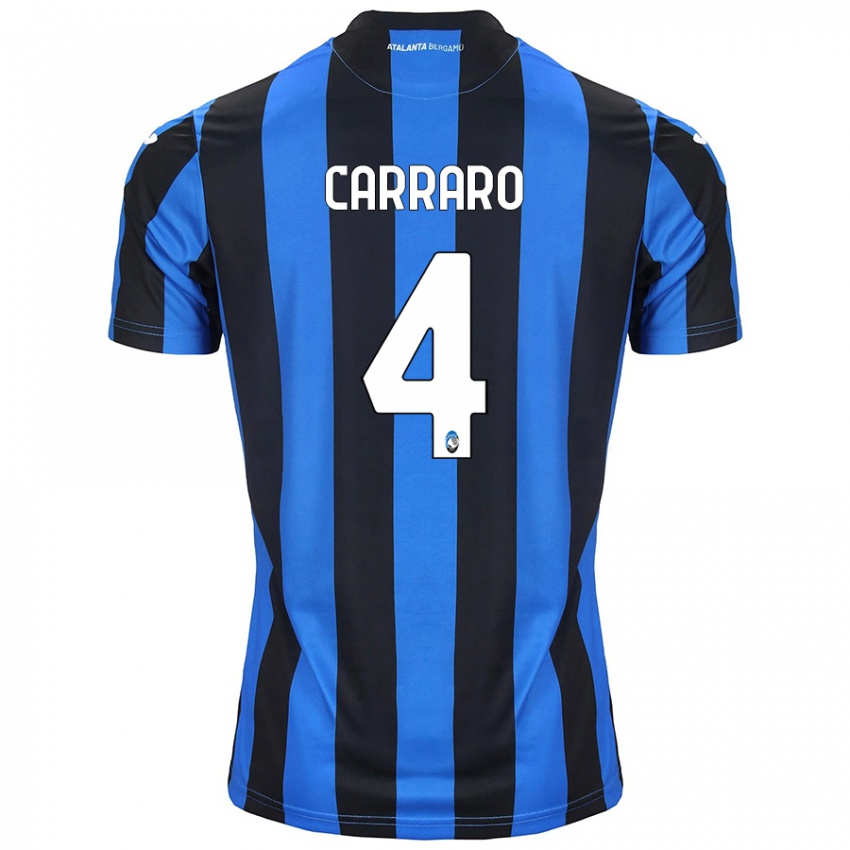 Niño Camiseta Marco Carraro #4 Azul Negro 1ª Equipación 2024/25 La Camisa Chile