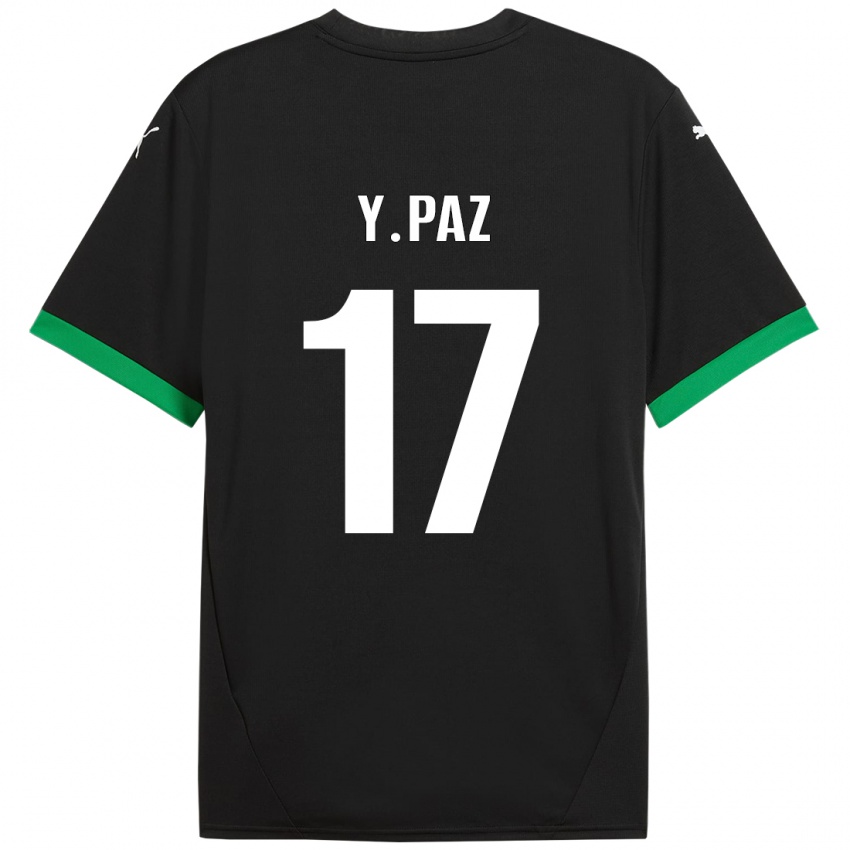 Niño Camiseta Yeferson Paz #17 Negro Verde Oscuro 1ª Equipación 2024/25 La Camisa Chile