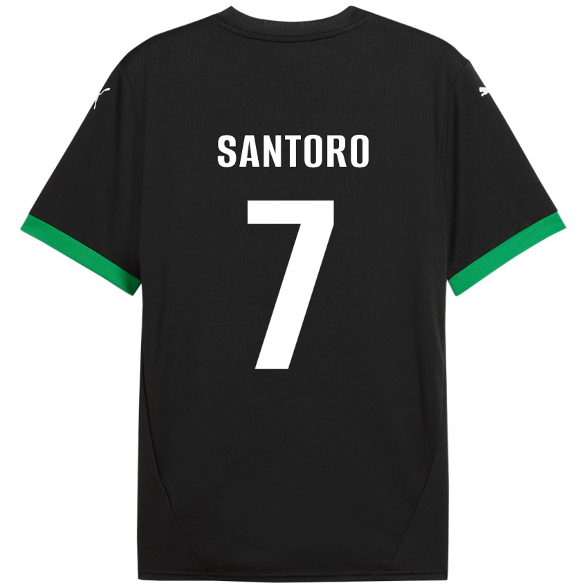 Niño Camiseta Erika Santoro #7 Negro Verde Oscuro 1ª Equipación 2024/25 La Camisa Chile