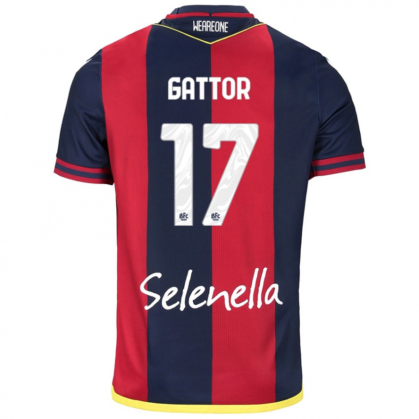 Niño Camiseta Gianluca Gattor #17 Rojo Azul Real 1ª Equipación 2024/25 La Camisa Chile