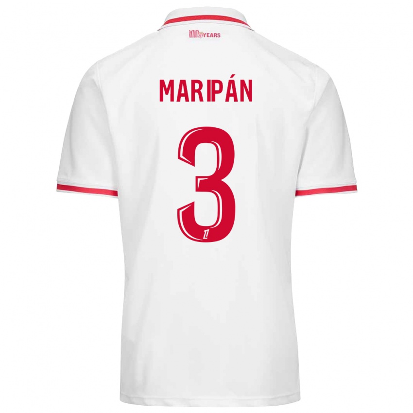 Niño Camiseta Guillermo Maripán #3 Blanco Rojo 1ª Equipación 2024/25 La Camisa Chile