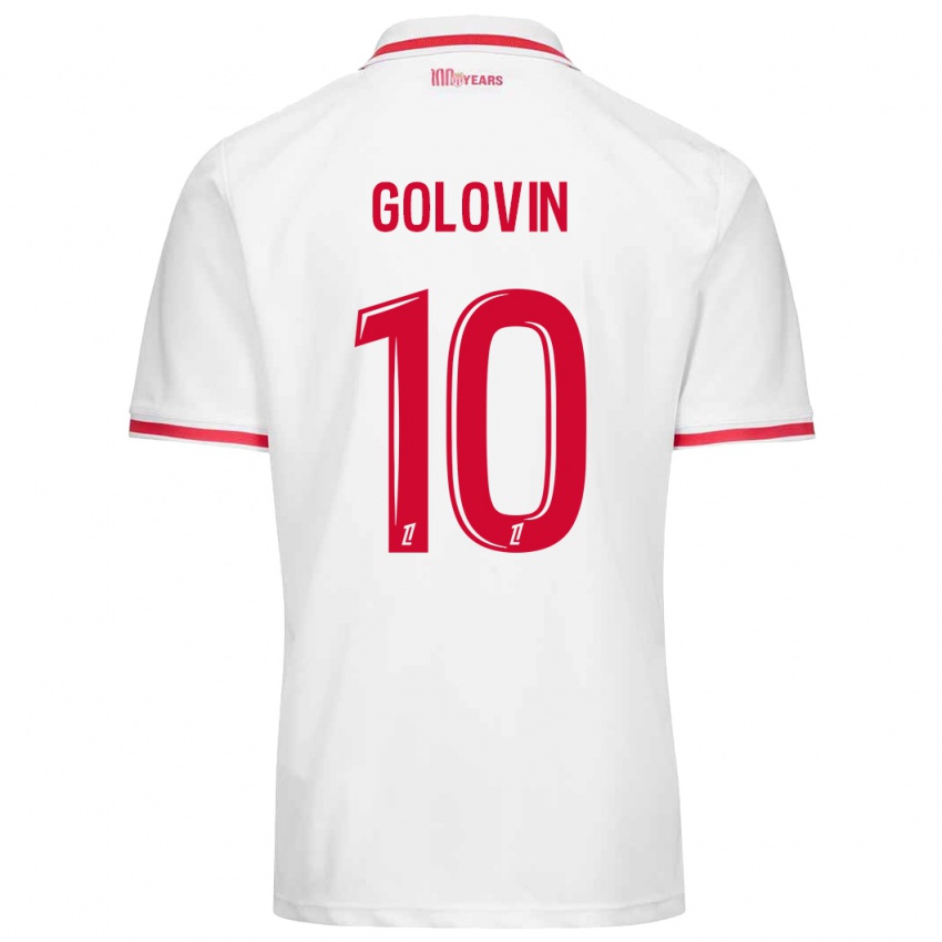 Niño Camiseta Aleksandr Golovin #10 Blanco Rojo 1ª Equipación 2024/25 La Camisa Chile