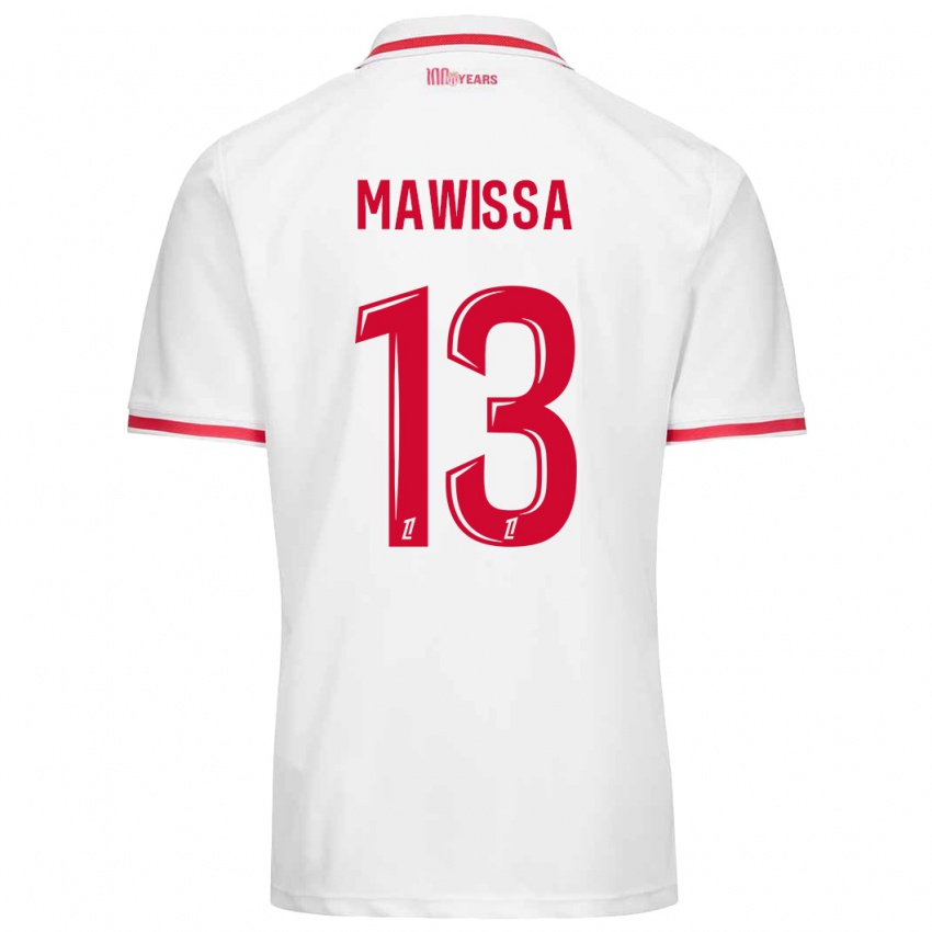 Niño Camiseta Christian Mawissa Elebi #13 Blanco Rojo 1ª Equipación 2024/25 La Camisa Chile