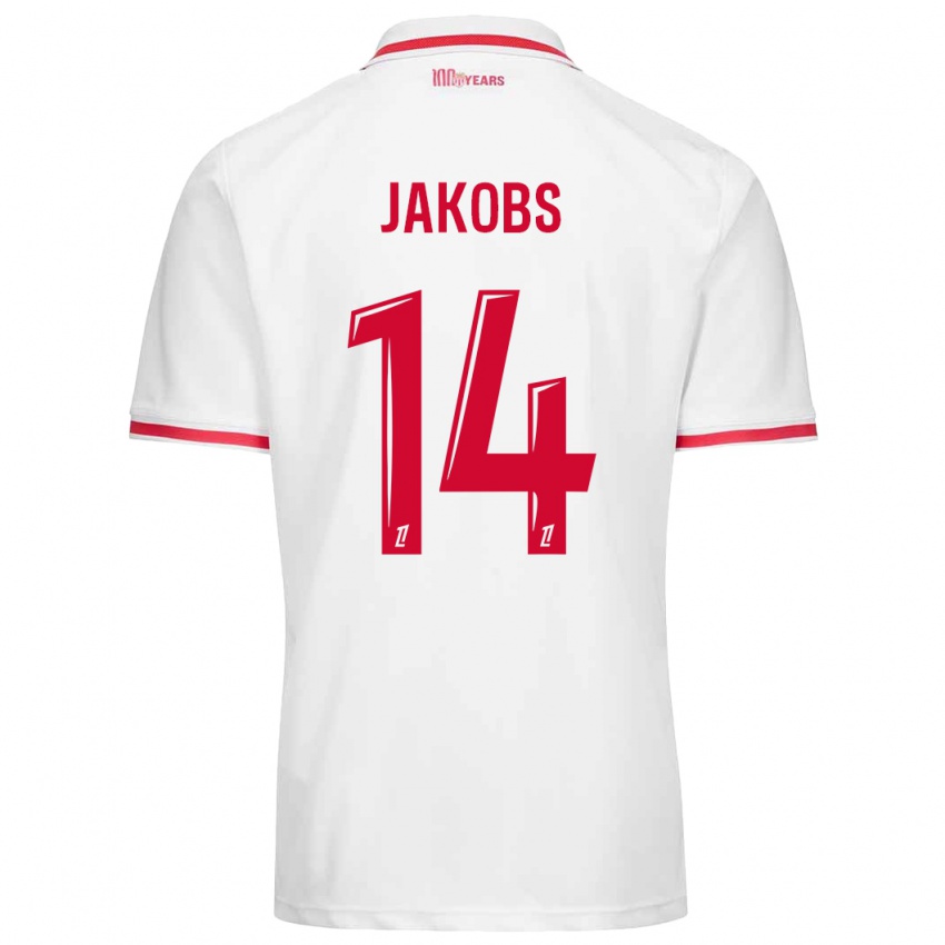 Niño Camiseta Ismail Jakobs #14 Blanco Rojo 1ª Equipación 2024/25 La Camisa Chile