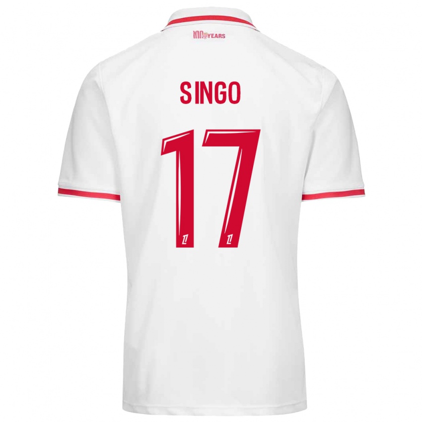 Niño Camiseta Wilfried Singo #17 Blanco Rojo 1ª Equipación 2024/25 La Camisa Chile