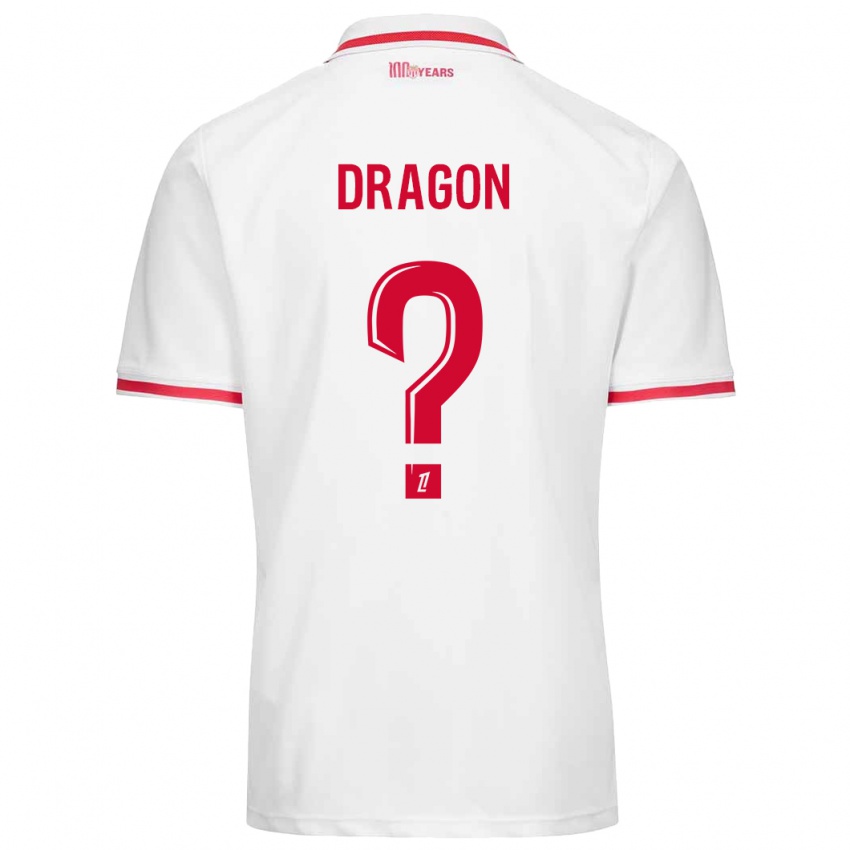 Niño Camiseta Clément Dragon #0 Blanco Rojo 1ª Equipación 2024/25 La Camisa Chile