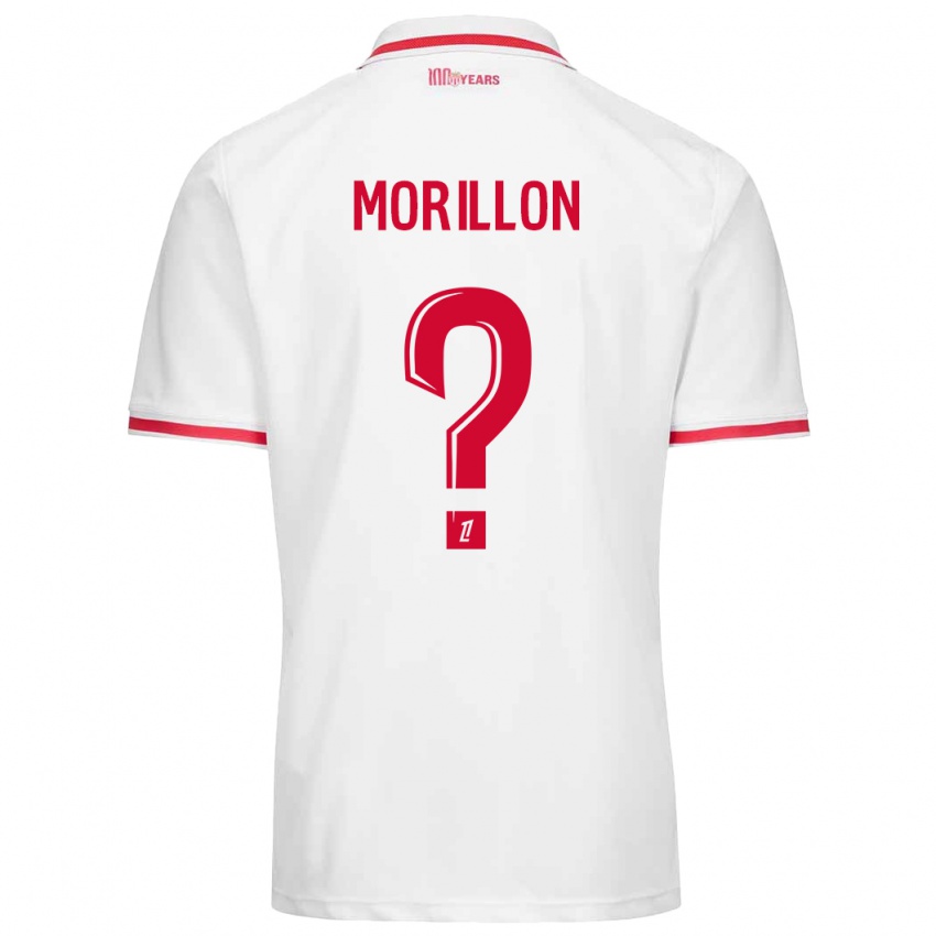 Niño Camiseta Noah Morillon #0 Blanco Rojo 1ª Equipación 2024/25 La Camisa Chile