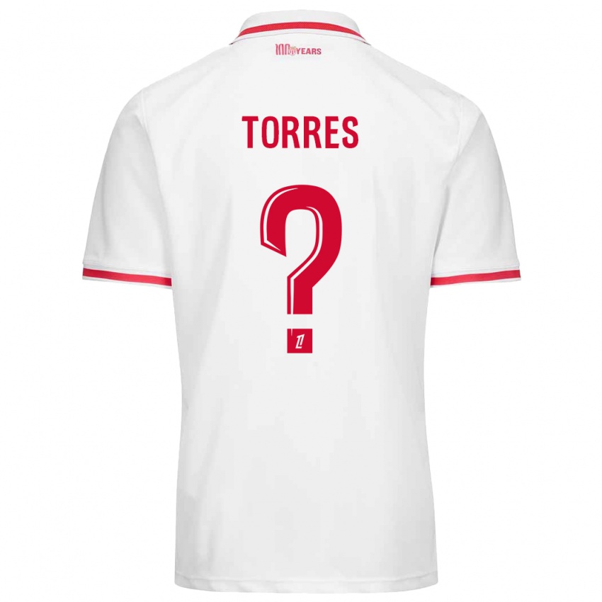 Niño Camiseta Jean Torres #0 Blanco Rojo 1ª Equipación 2024/25 La Camisa Chile