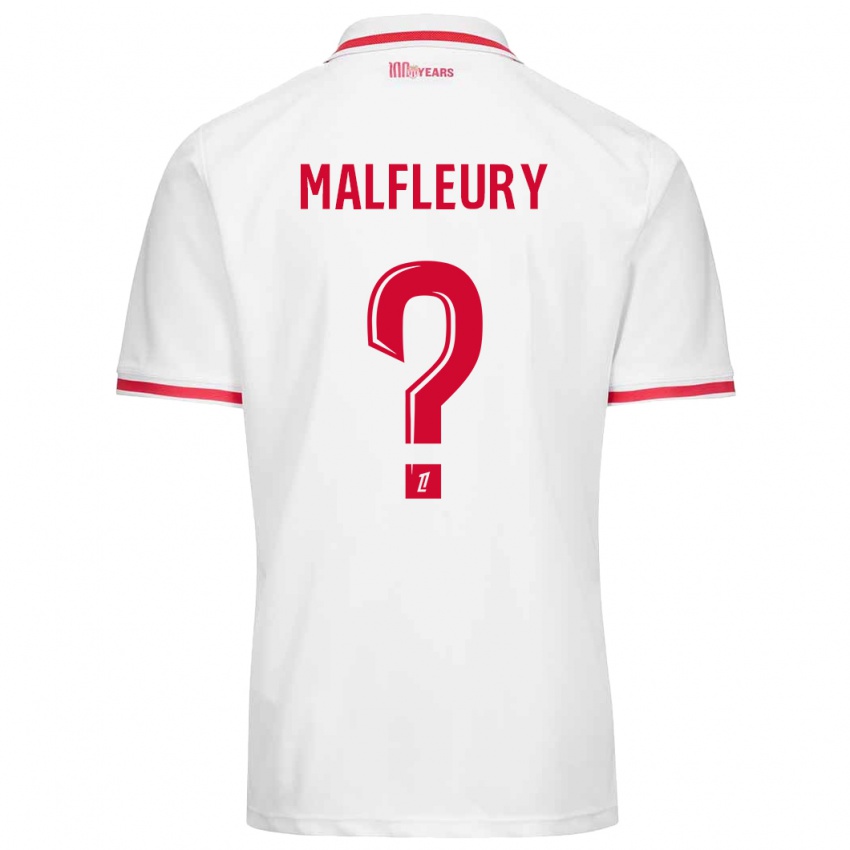 Niño Camiseta Geoffrey Malfleury #0 Blanco Rojo 1ª Equipación 2024/25 La Camisa Chile