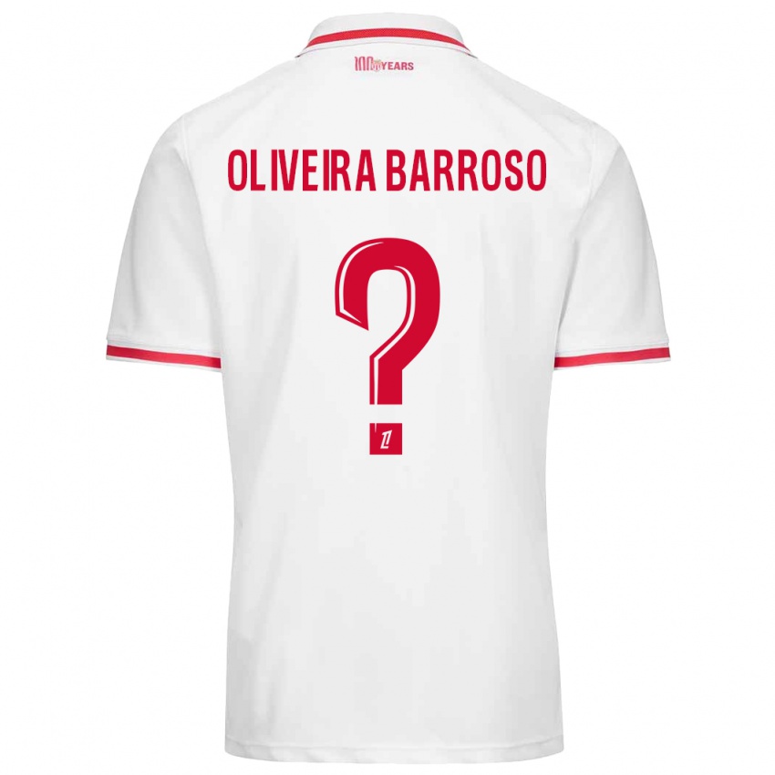 Niño Camiseta Mickael Oliveira Barroso #0 Blanco Rojo 1ª Equipación 2024/25 La Camisa Chile