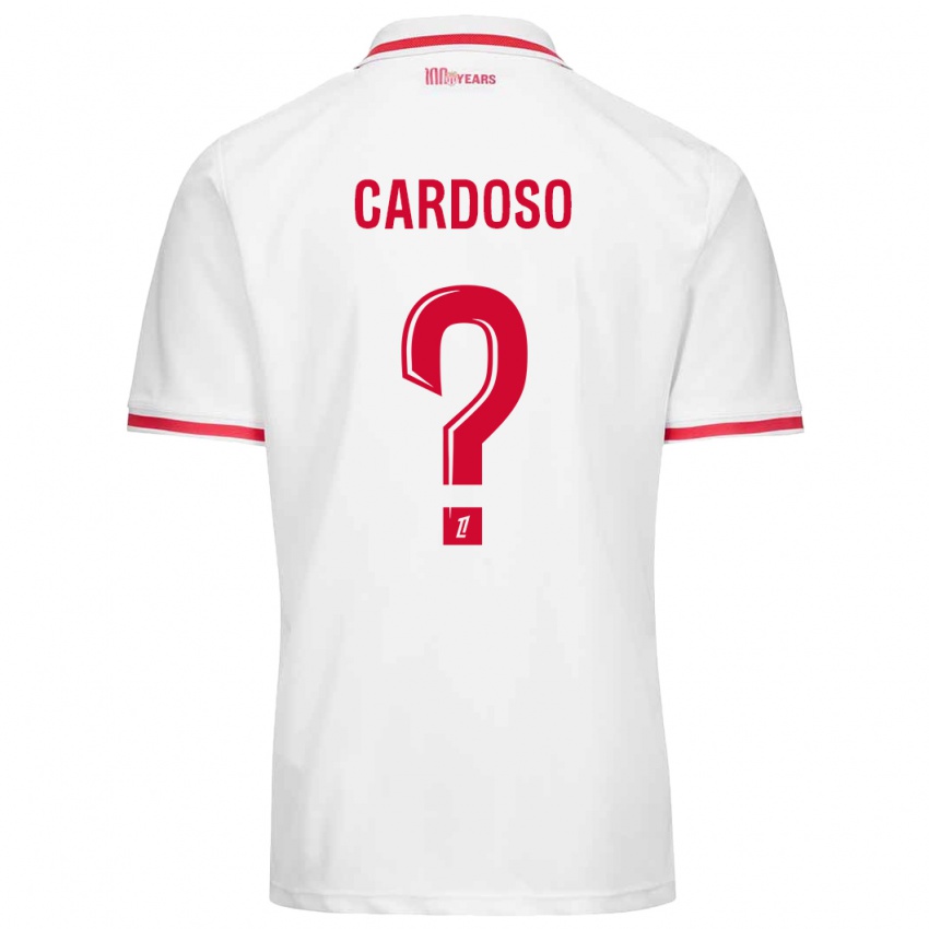 Niño Camiseta Bruno Cardoso #0 Blanco Rojo 1ª Equipación 2024/25 La Camisa Chile