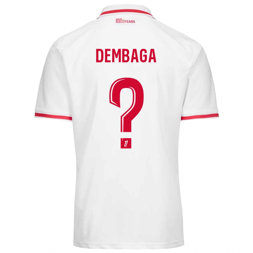 Niño Camiseta Boubakar Dembaga #0 Blanco Rojo 1ª Equipación 2024/25 La Camisa Chile