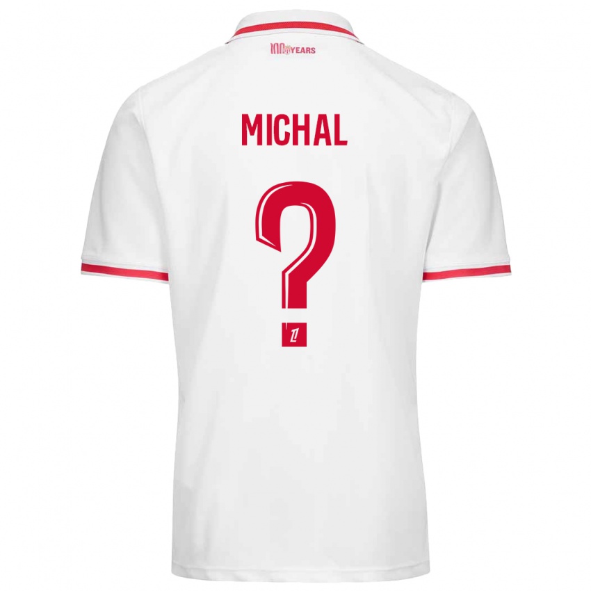 Niño Camiseta Lucas Michal #0 Blanco Rojo 1ª Equipación 2024/25 La Camisa Chile