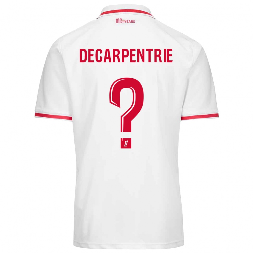 Niño Camiseta Valentin Decarpentrie #0 Blanco Rojo 1ª Equipación 2024/25 La Camisa Chile