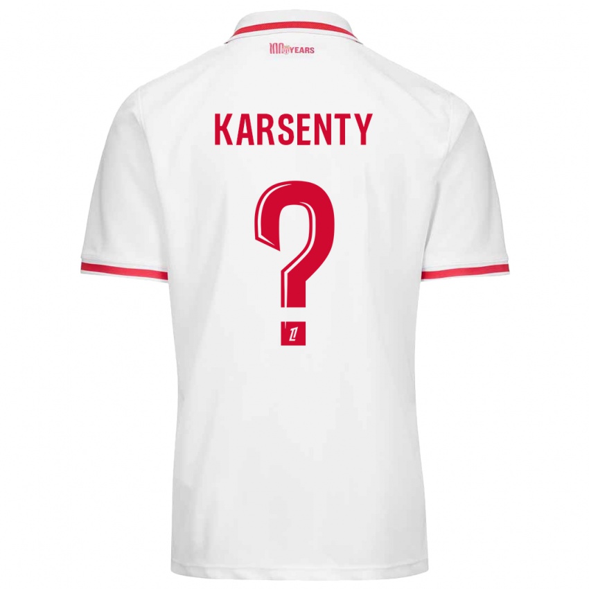 Niño Camiseta Kylian Karsenty #0 Blanco Rojo 1ª Equipación 2024/25 La Camisa Chile