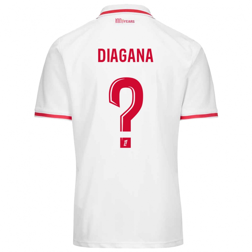 Niño Camiseta Abdoulaye Diagana #0 Blanco Rojo 1ª Equipación 2024/25 La Camisa Chile