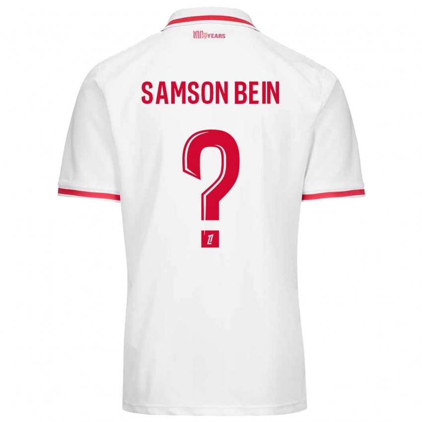 Niño Camiseta Sirak Samson Bein #0 Blanco Rojo 1ª Equipación 2024/25 La Camisa Chile