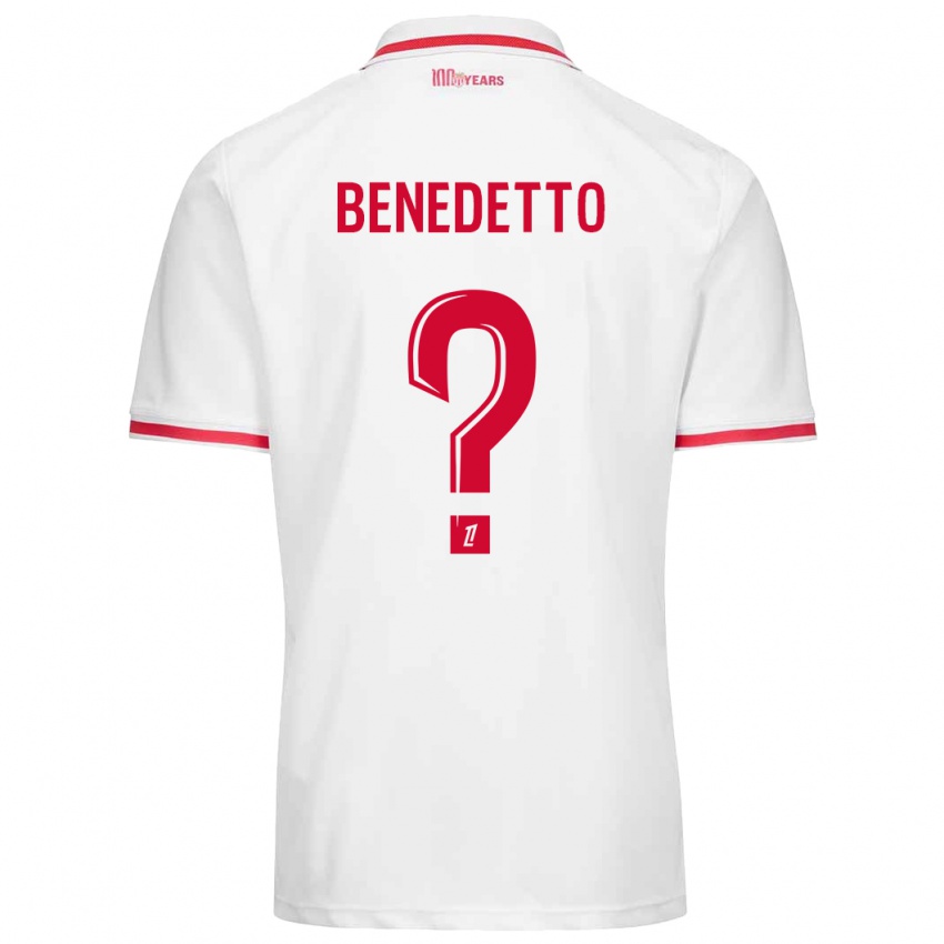 Niño Camiseta Antéo Benedetto #0 Blanco Rojo 1ª Equipación 2024/25 La Camisa Chile