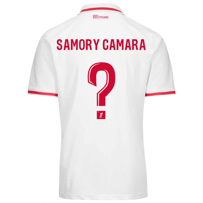 Niño Camiseta Verges Samory Camara #0 Blanco Rojo 1ª Equipación 2024/25 La Camisa Chile