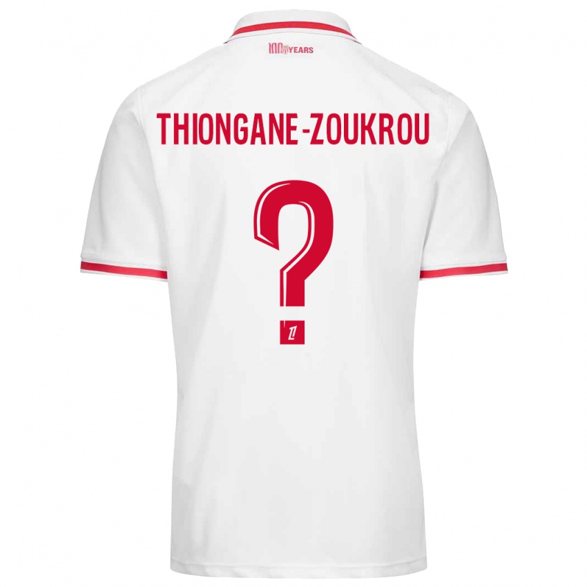 Niño Camiseta Ackah-Tidiane Thiongane-Zoukrou #0 Blanco Rojo 1ª Equipación 2024/25 La Camisa Chile