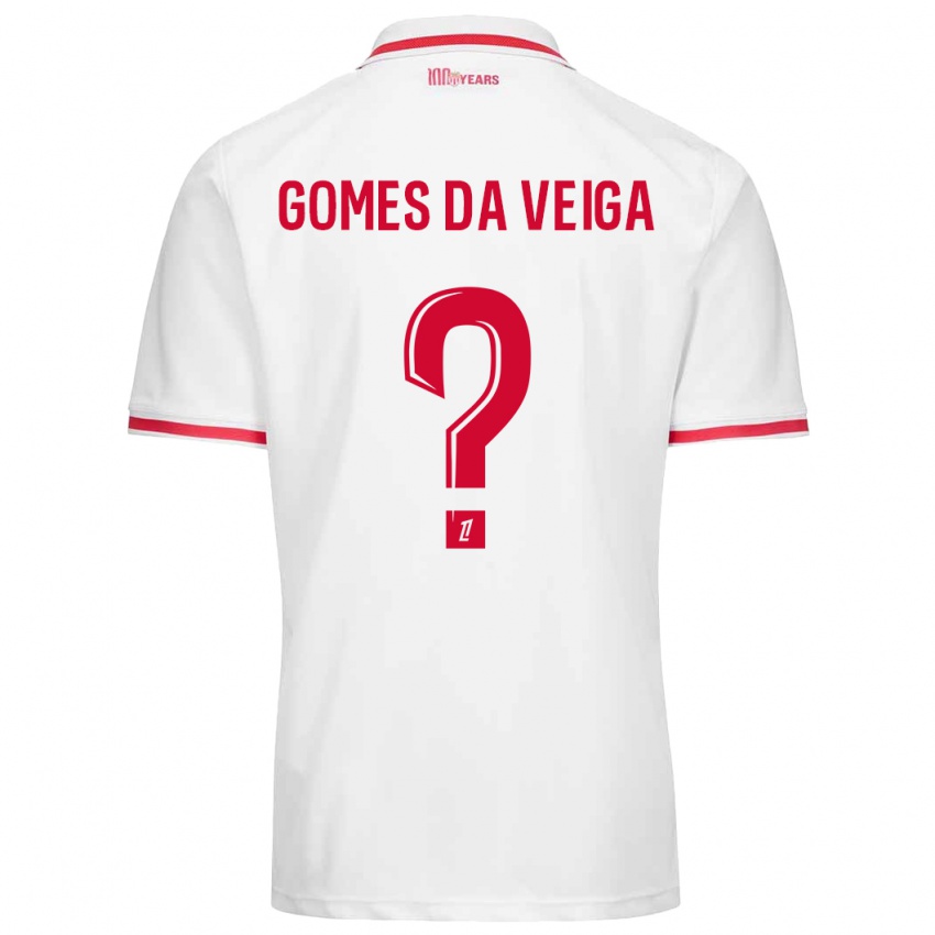 Niño Camiseta Melvin Gomes Da Veiga #0 Blanco Rojo 1ª Equipación 2024/25 La Camisa Chile