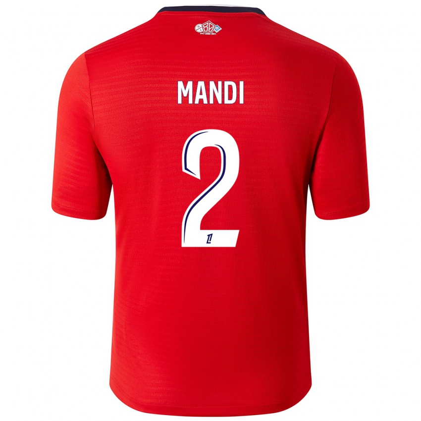 Niño Camiseta Aïssa Mandi #2 Rojo Blanco 1ª Equipación 2024/25 La Camisa Chile