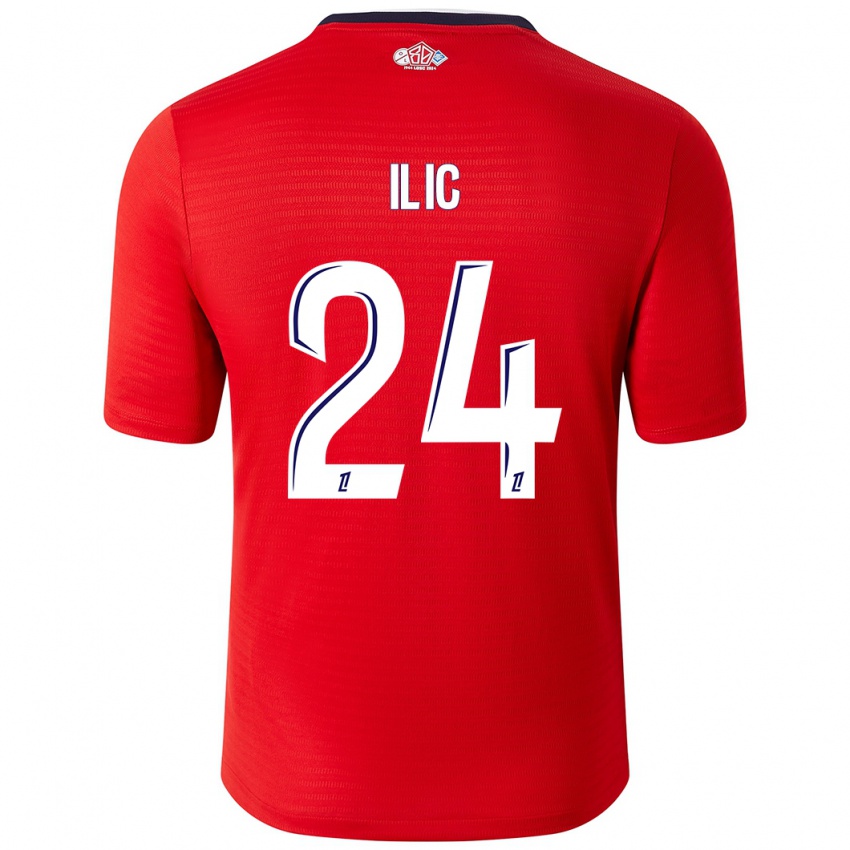 Niño Camiseta Andrej Ilic #24 Rojo Blanco 1ª Equipación 2024/25 La Camisa Chile