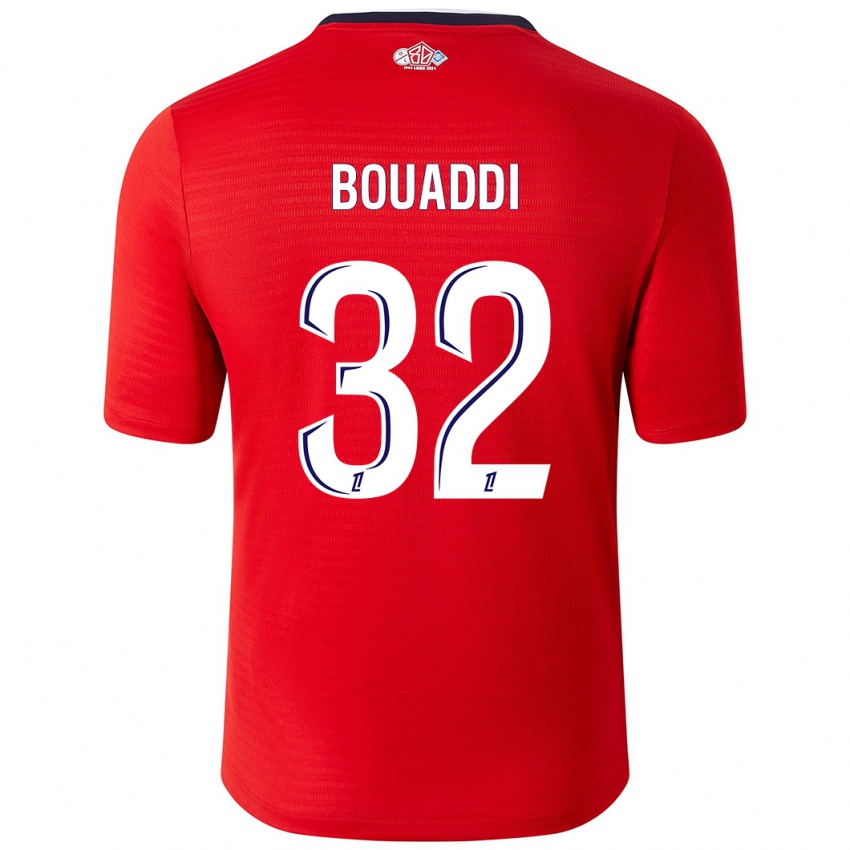 Niño Camiseta Ayyoub Bouaddi #32 Rojo Blanco 1ª Equipación 2024/25 La Camisa Chile