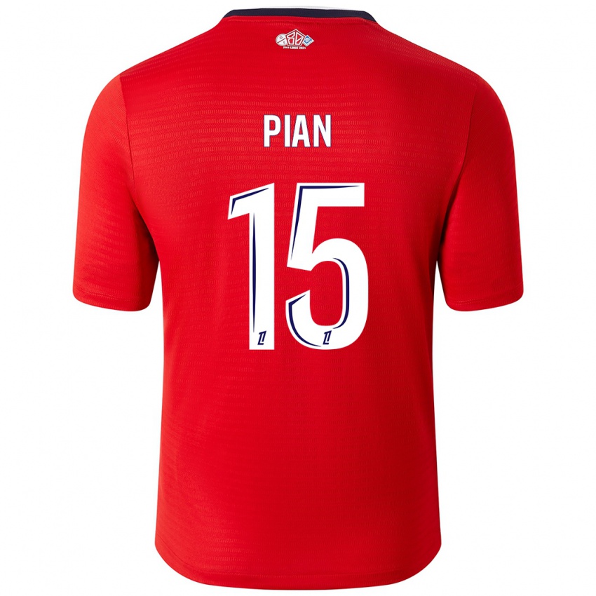 Niño Camiseta Julie Pian #15 Rojo Blanco 1ª Equipación 2024/25 La Camisa Chile