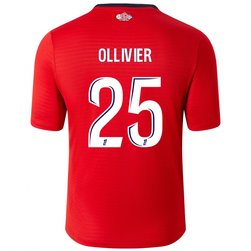 Niño Camiseta Agathe Ollivier #25 Rojo Blanco 1ª Equipación 2024/25 La Camisa Chile