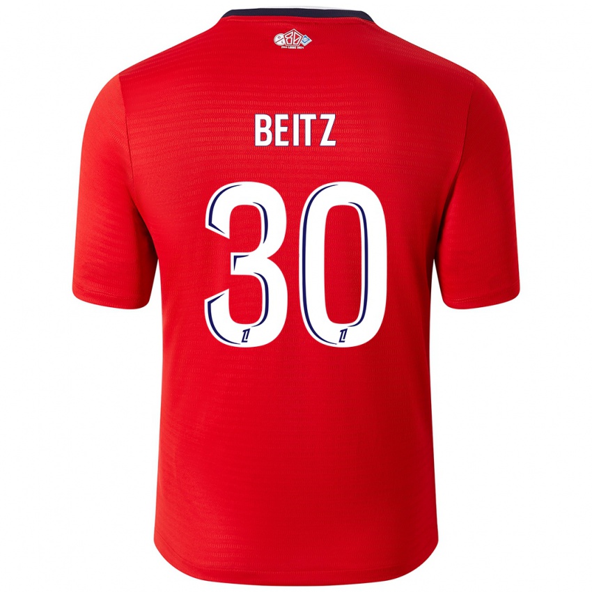 Niño Camiseta Taylor Beitz #30 Rojo Blanco 1ª Equipación 2024/25 La Camisa Chile