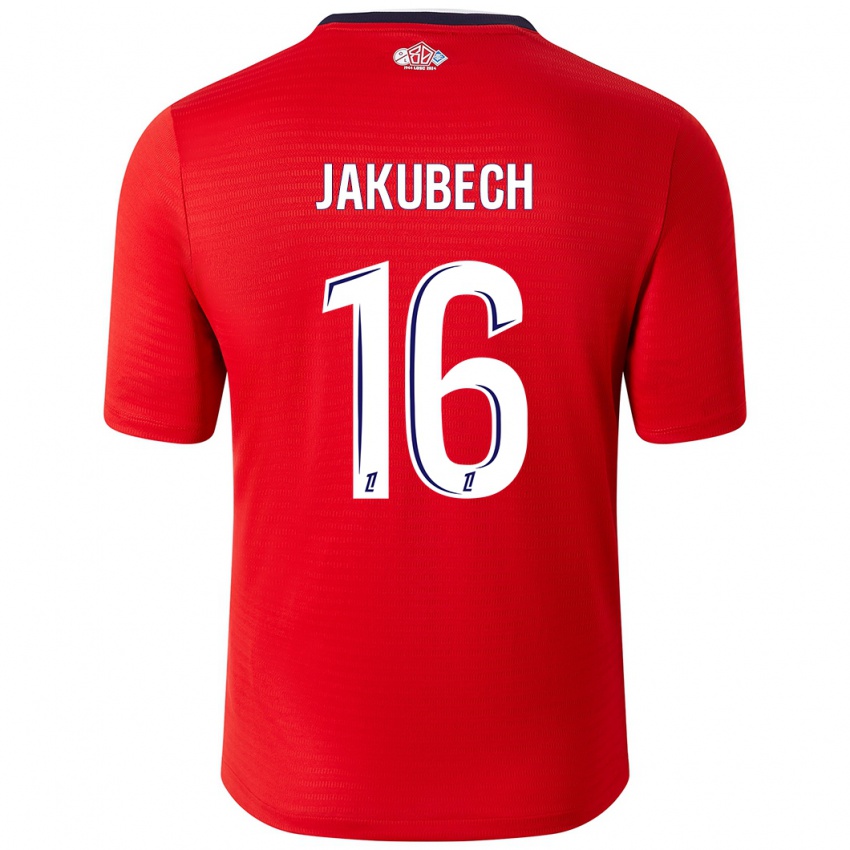 Niño Camiseta Adam Jakubech #16 Rojo Blanco 1ª Equipación 2024/25 La Camisa Chile