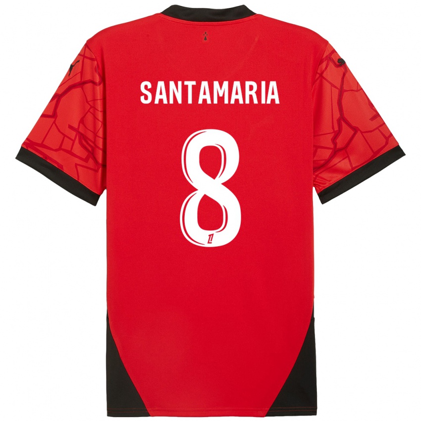 Niño Camiseta Baptiste Santamaria #8 Rojo Negro 1ª Equipación 2024/25 La Camisa Chile