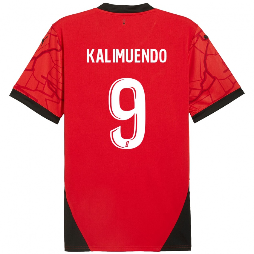 Niño Camiseta Arnaud Kalimuendo #9 Rojo Negro 1ª Equipación 2024/25 La Camisa Chile