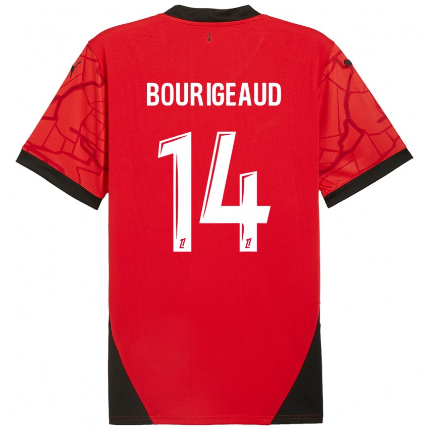 Niño Camiseta Benjamin Bourigeaud #14 Rojo Negro 1ª Equipación 2024/25 La Camisa Chile