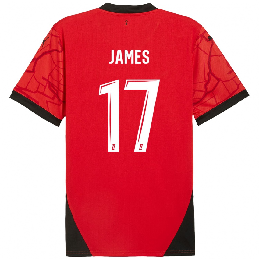 Niño Camiseta Jordan James #17 Rojo Negro 1ª Equipación 2024/25 La Camisa Chile