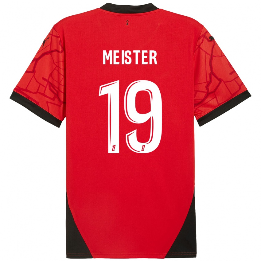 Niño Camiseta Henrik Meister #19 Rojo Negro 1ª Equipación 2024/25 La Camisa Chile