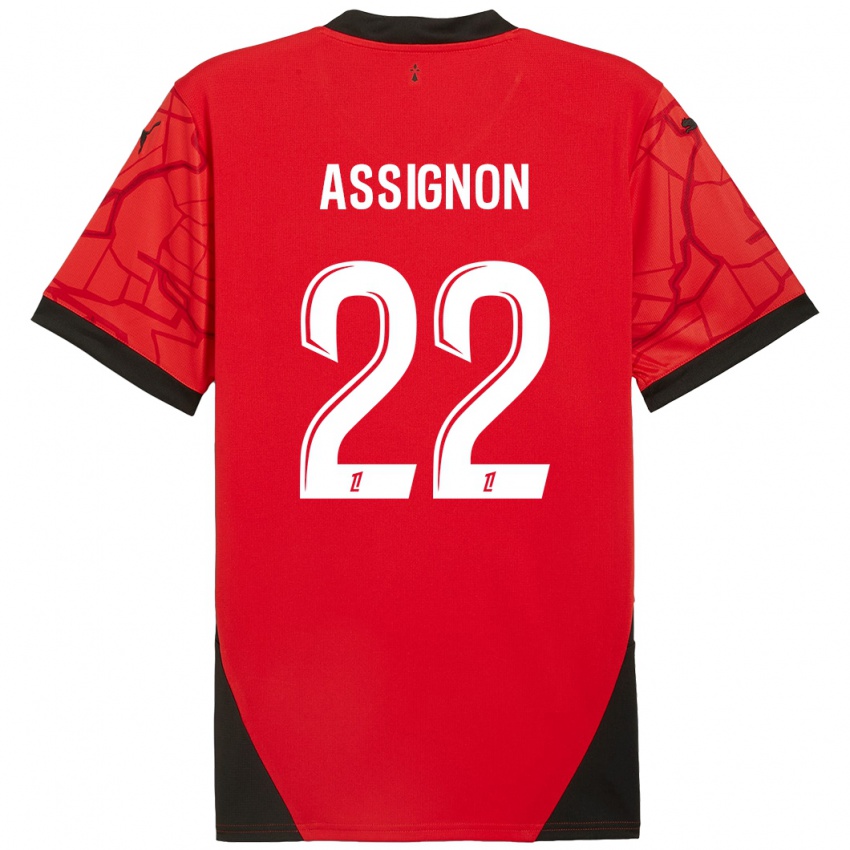 Niño Camiseta Lorenz Assignon #22 Rojo Negro 1ª Equipación 2024/25 La Camisa Chile