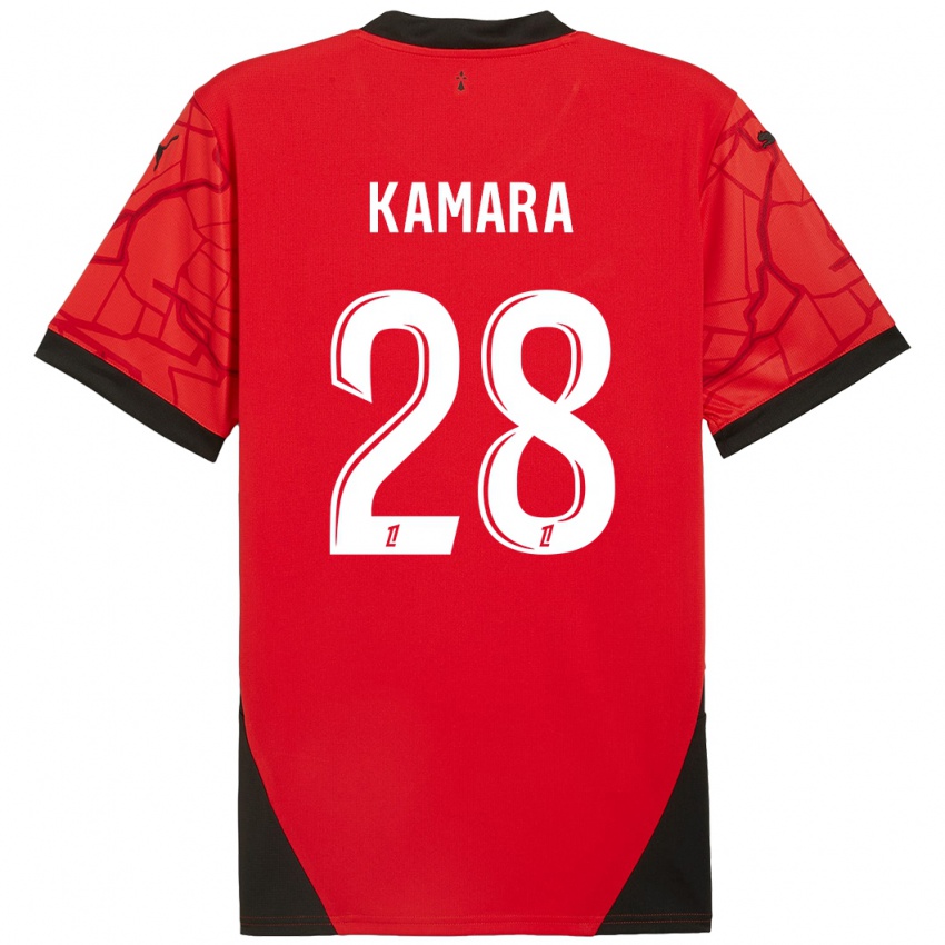 Niño Camiseta Glen Kamara #28 Rojo Negro 1ª Equipación 2024/25 La Camisa Chile