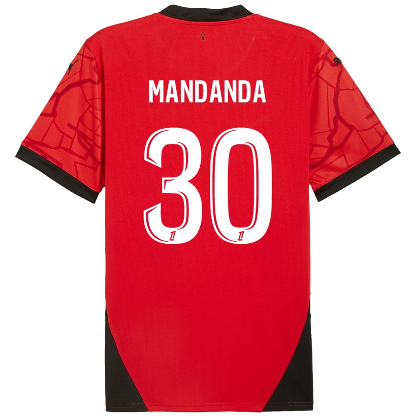 Niño Camiseta Steve Mandanda #30 Rojo Negro 1ª Equipación 2024/25 La Camisa Chile